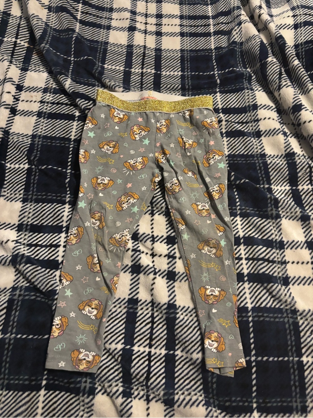 Nickelodeon Orange Logo Girls White & Gold Trim Leggings